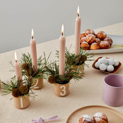 Advent Set Beige Mini Cups + Candle Holders