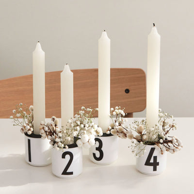 Advent Set White Mini Cups + Candle Holders