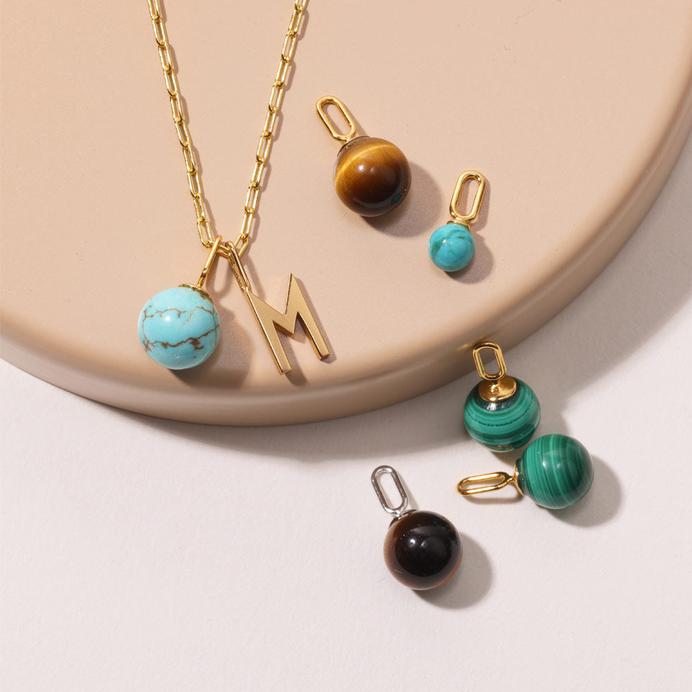 Stone Drop charm 5mm (18k Gold-plated)