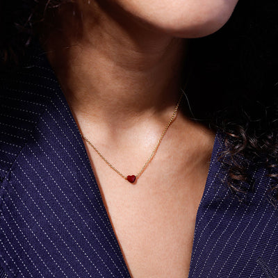 Little Big Love Necklace Burgundy - Goldplated