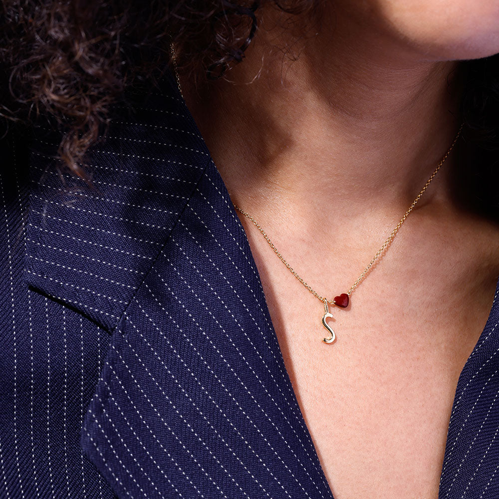 Little Big Love Necklace Burgundy - Goldplated