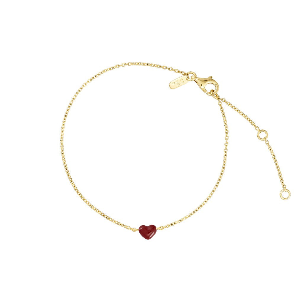 Little Big Love Bracelet Burgundy - Goldplated