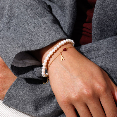 Little Big Love Bracelet Burgundy - Goldplated