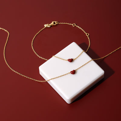 Little Big Love Bracelet Burgundy - Goldplated