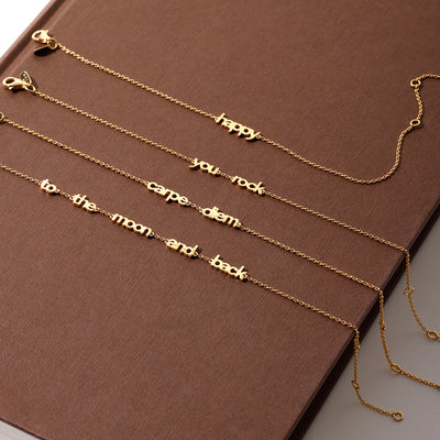 Vocabulary bracelet, gold plated