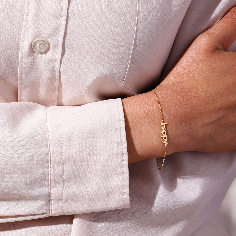 Vocabulary bracelet, gold plated