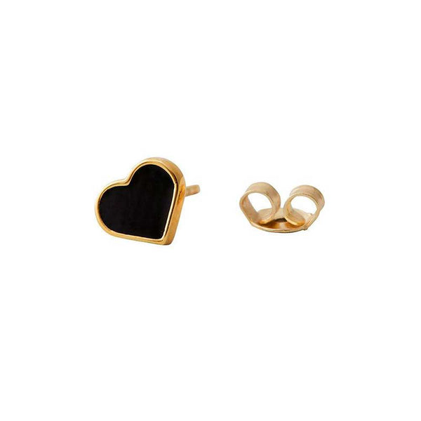 Enamel Heart Stud (Black/18K Gold-plated)