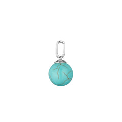 Stone Drop Charm 8mm Silver