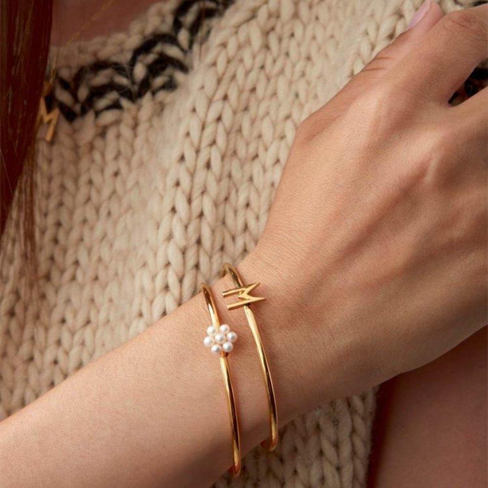 MyFlower Bracelet Monochrome 10mm (18K gold-plated/Pearls)